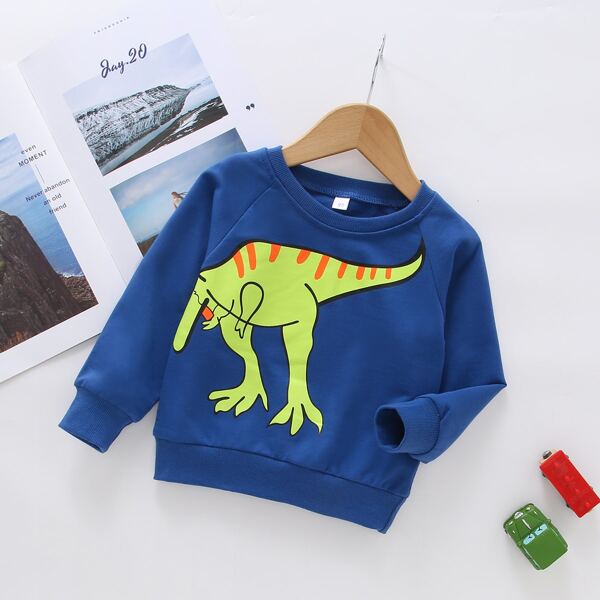 

Toddler Boys Cartoon Dinosaur Print Sweatshirt, Blue