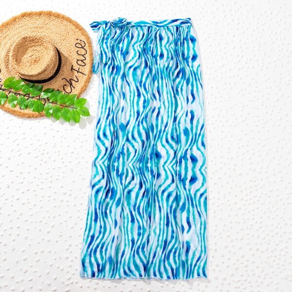 

Allover Graphic Side Split Beach Skirt, Multicolor