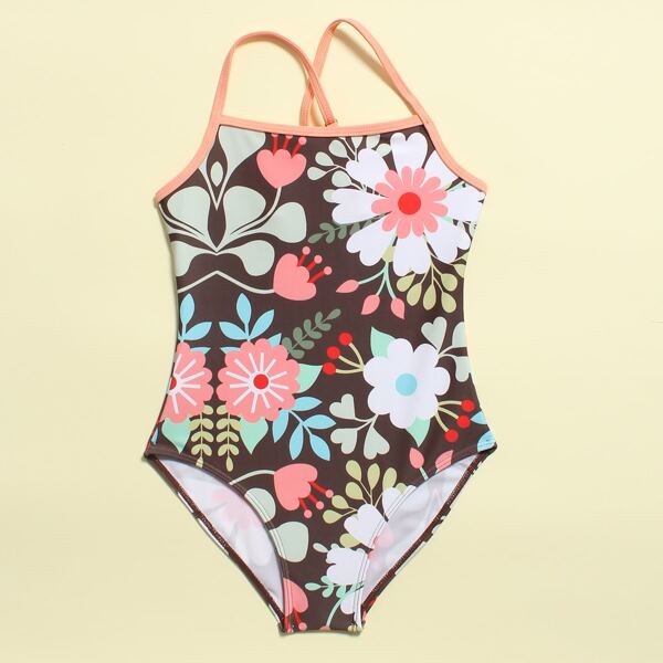 

Girls Floral One Piece Swimsuit, Multicolor