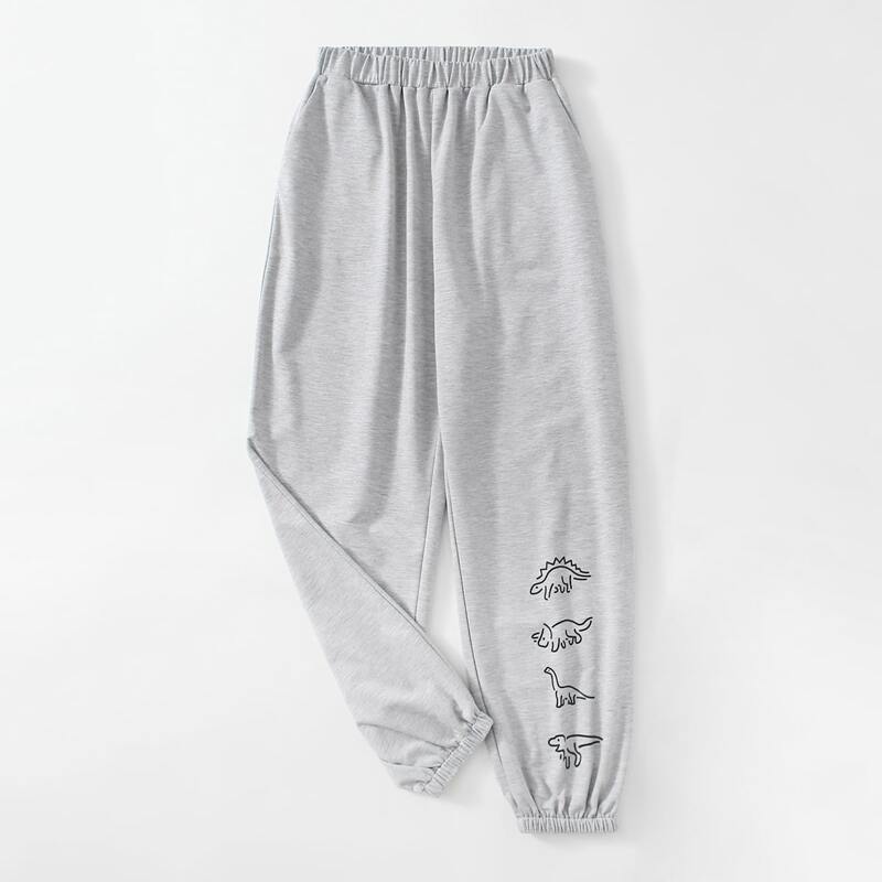

Cartoon Dinosaur Sweatpants, Light grey