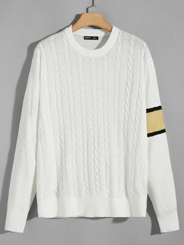 Pull En Tricot Torsade Avec Blocs De Couleurs Mode En Ligne Shein France