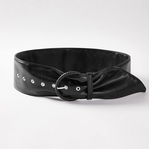 

PU LEATHER WIDE BELT, Black
