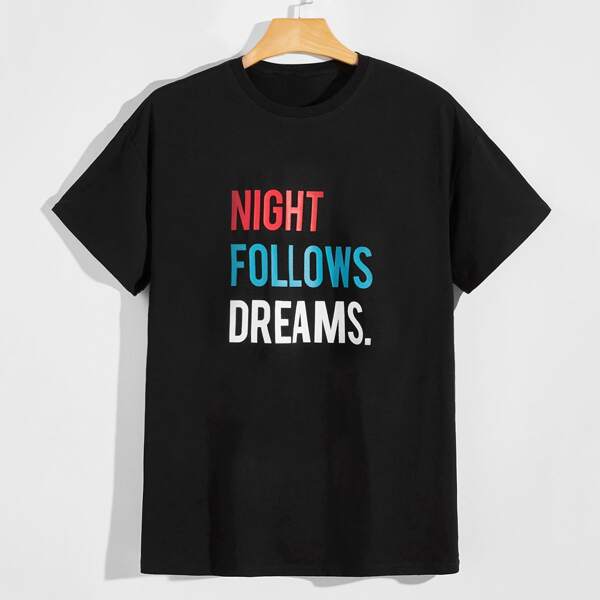 

Men Slogan Graphic Short Sleeve Tee, Black