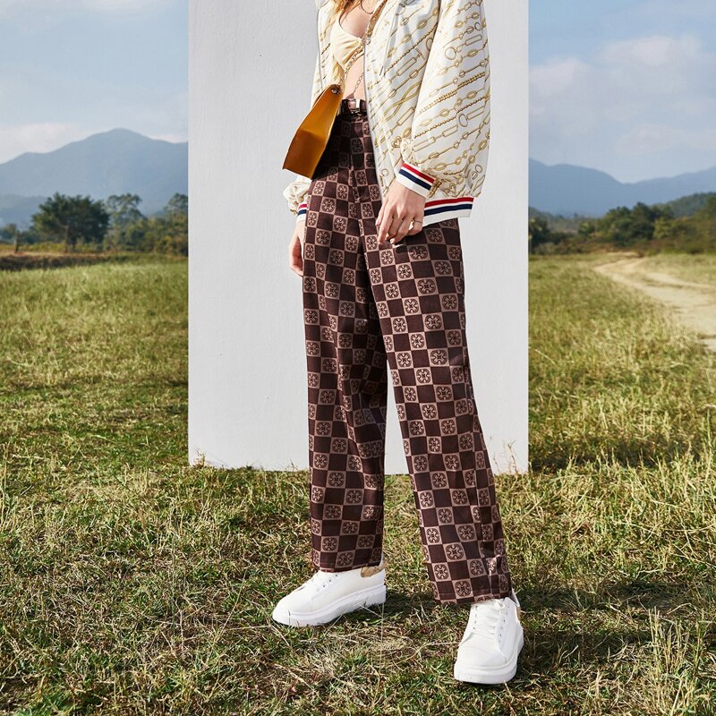 

Geo Print Pants Without Belt, Brown