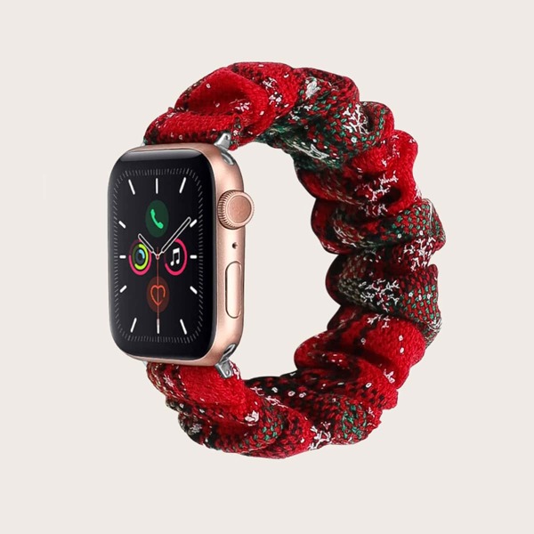 

Christmas Snowflake Pattern Scrunchie Design iWatch Band 38mm 40mm, Multicolor