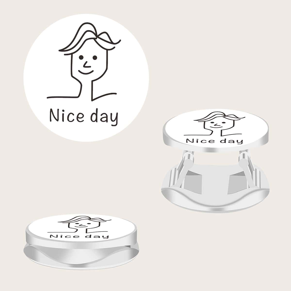 

1pc Figure Graphic Phone Expanding Stand Ring Grip, White
