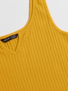 SHEIN EZwear Đầm Xù nhỏ màu trơn Giải trí - Màu vàng - Xem 5