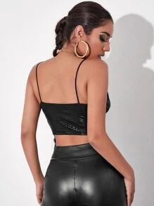 SHEIN BAE Đầu dây treo cắt hình cá sấu dập nổi - màu đen - Xem 2