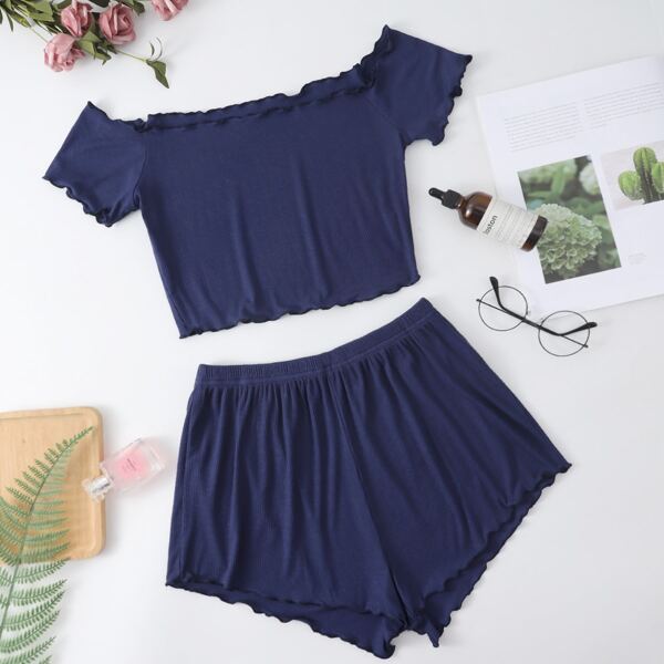 

Lettuce Trim Solid Lounge Set, Navy blue