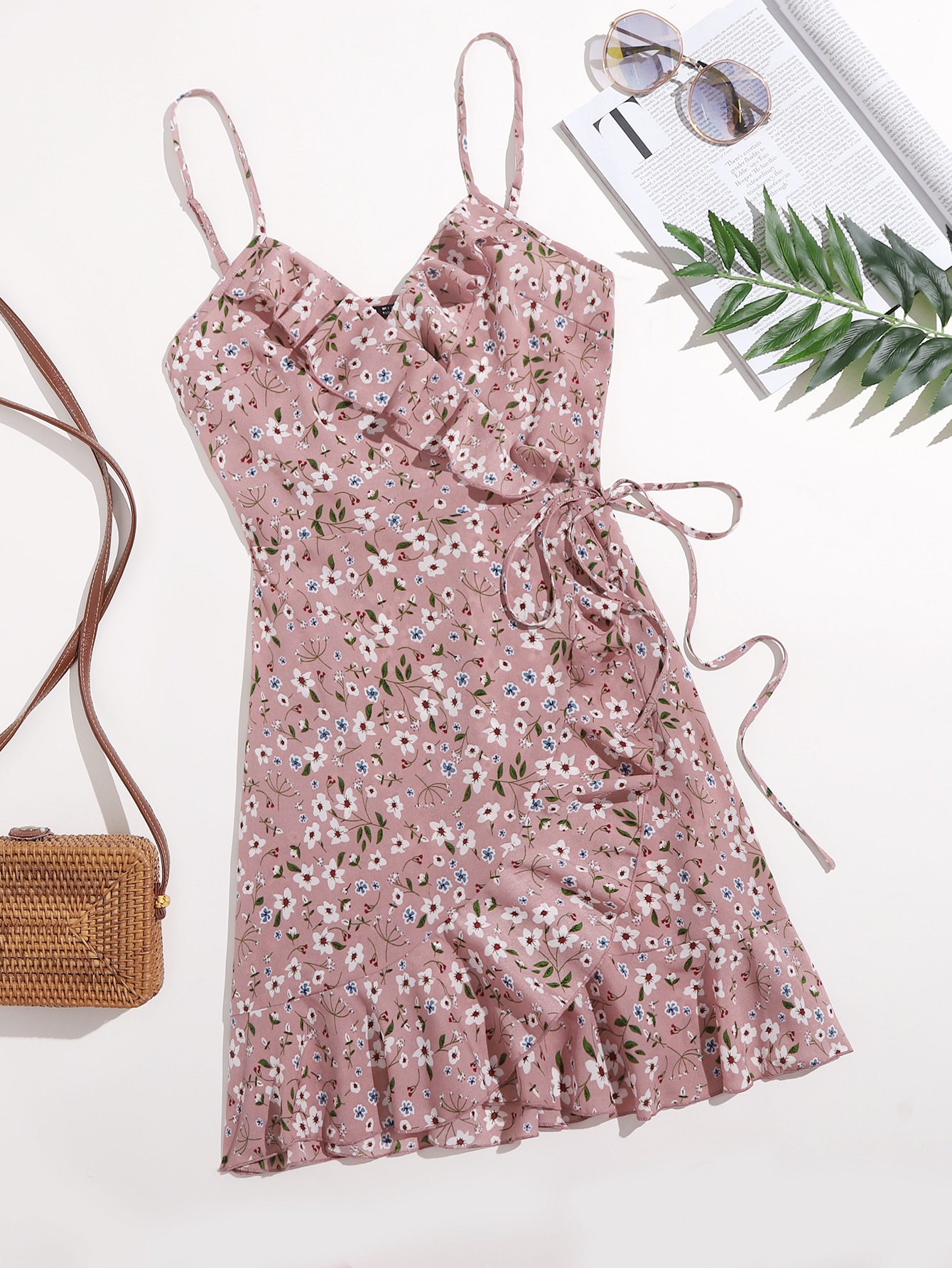 Tie Side Ruffle Trim Cami Dress thumbnail