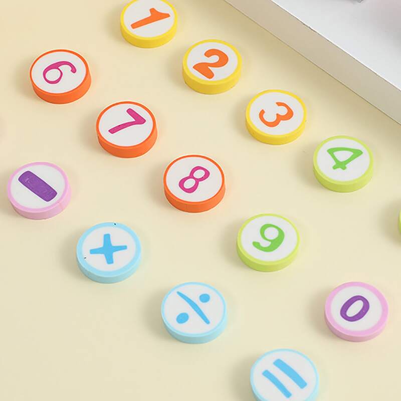 

15pcs Number Print Random Eraser, Multicolor