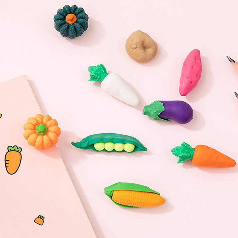 

10pcs Vegetables Shaped Eraser, Multicolor