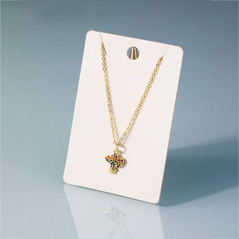 

Rhinestone Cactus Pendant Necklace, Gold