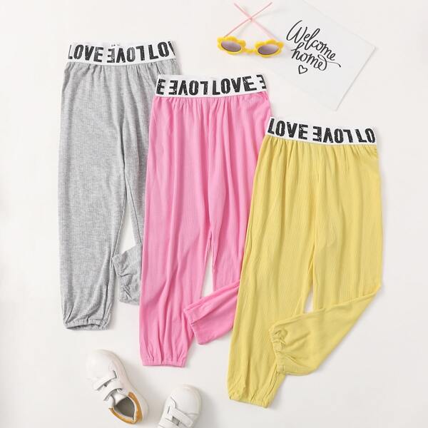 

Toddler Girls Letter Tape Waist Pants, Multicolor