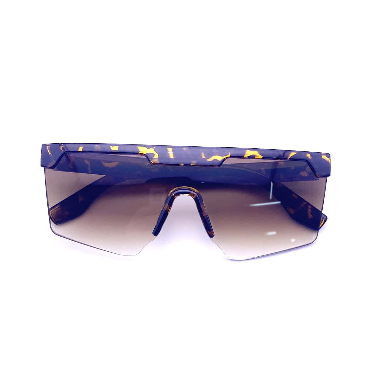 

Tortoiseshell Flat Top Shield Sunglasses