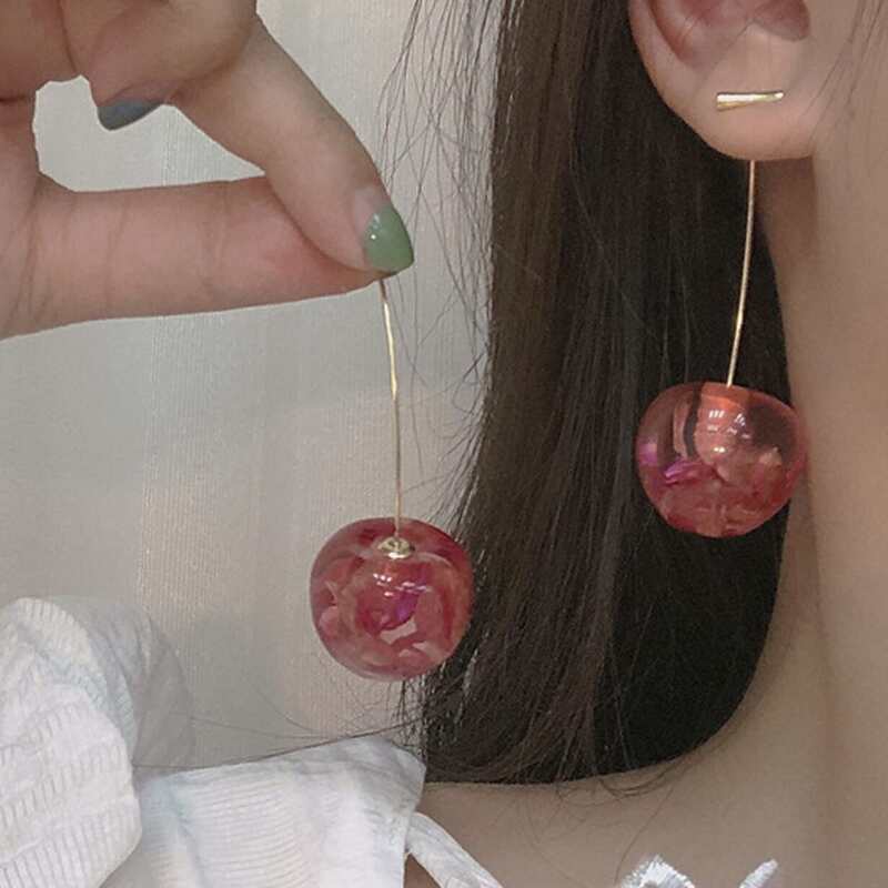 

Cherry Drop Earrings, Red