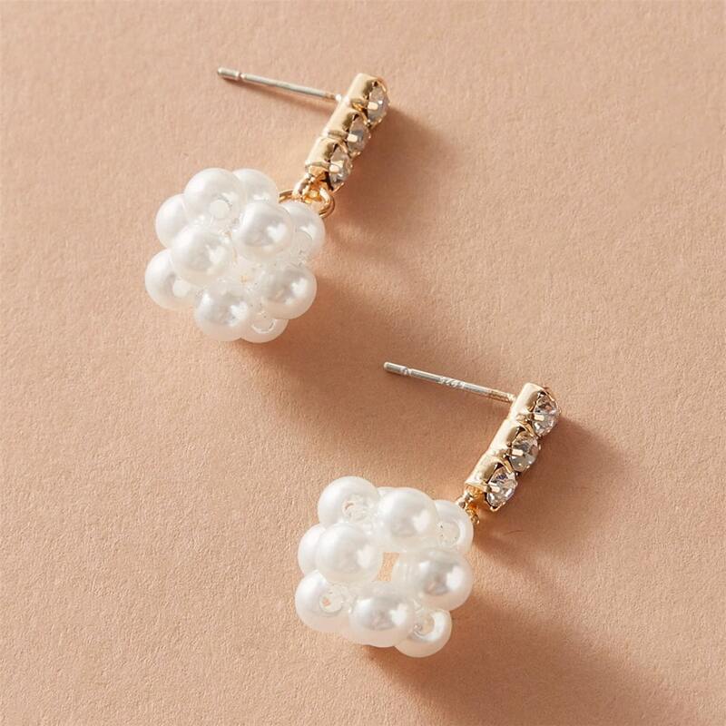 

Faux Pearl Ball Stud Earrings, White