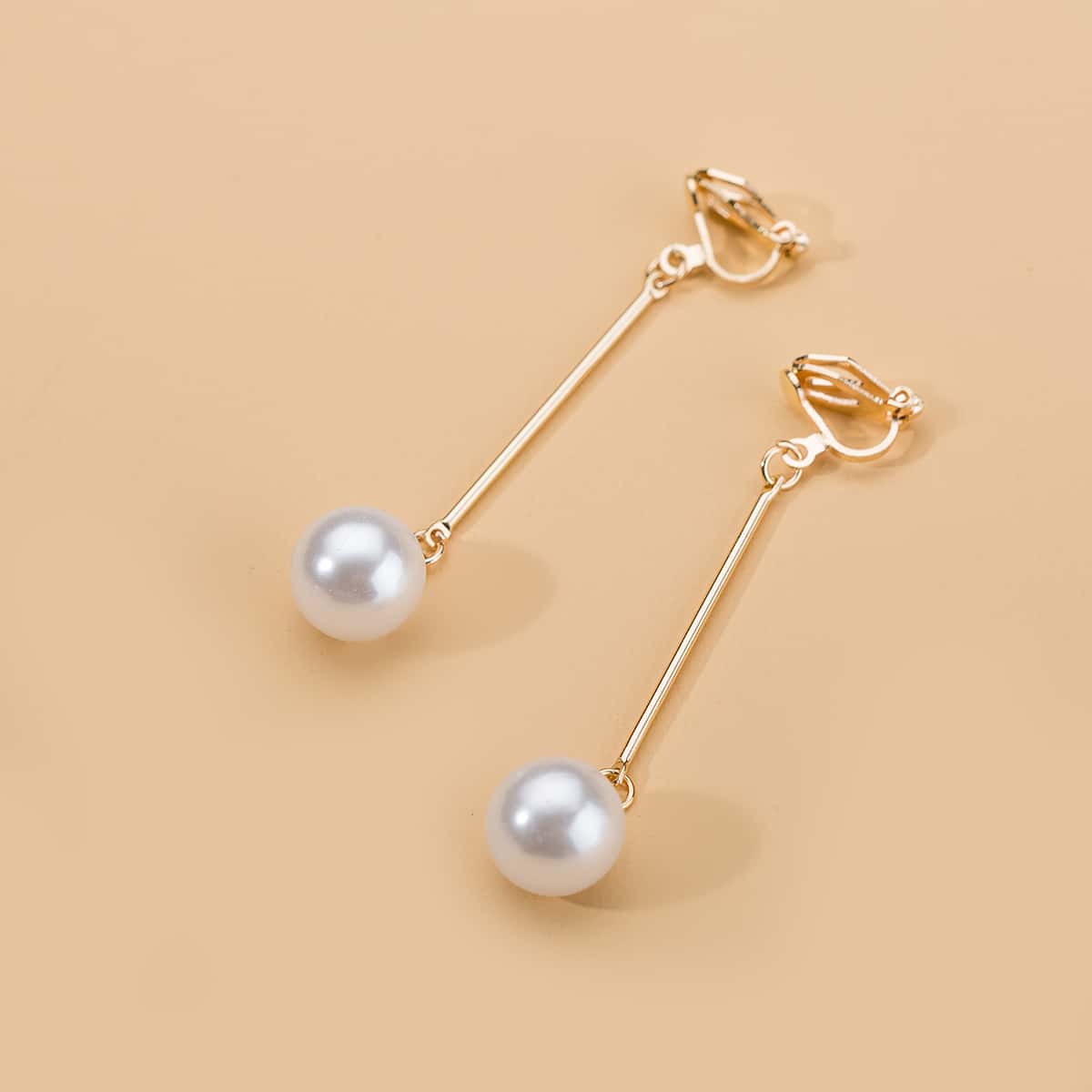 

Faux Pearl & Bar Drop Earrings, White