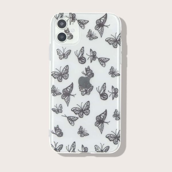 

Butterfly Print Clear iPhone Case, Multicolor