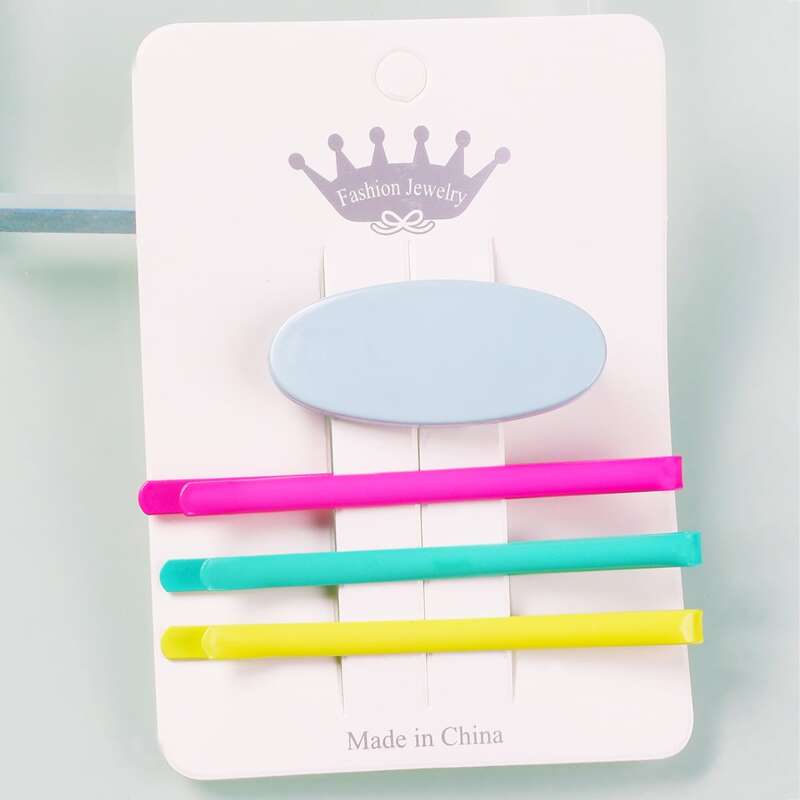 

4pcs Solid Neon Hair Clip, Multicolor