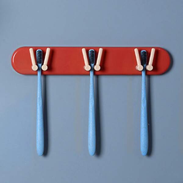 

1pc Wall Mounted Toothbrush Holder, Red