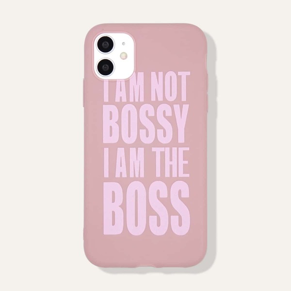 

Slogan Graphic iPhone Case, Dusty pink