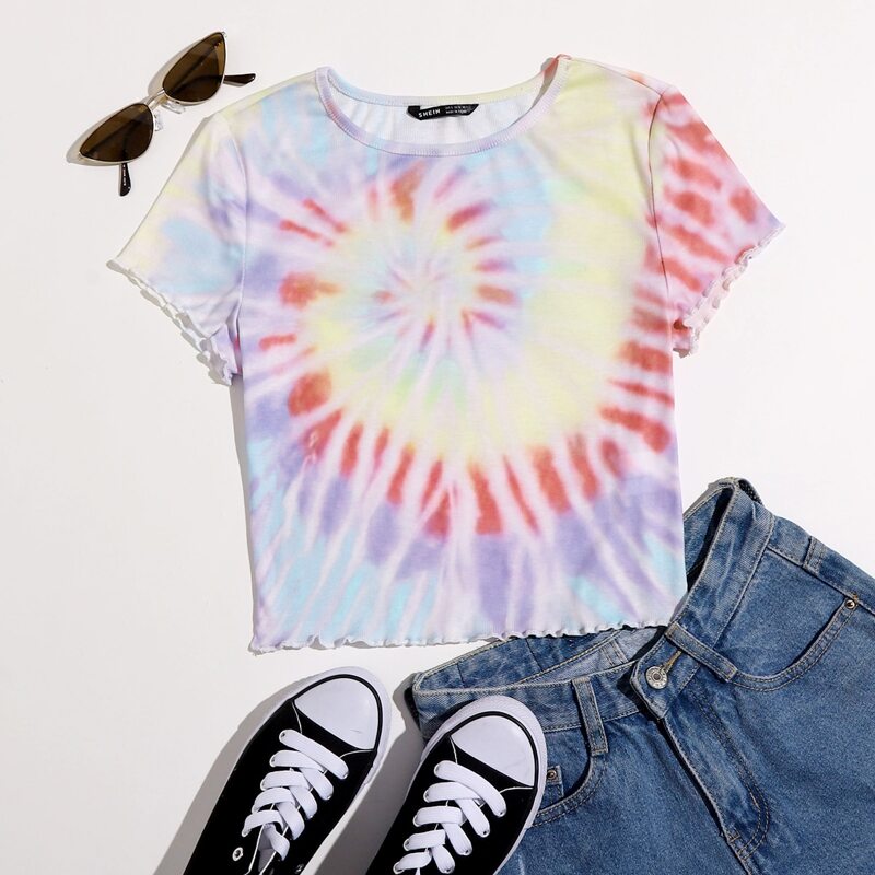 

Tie Dye Lettuce Edge Tee, Multicolor