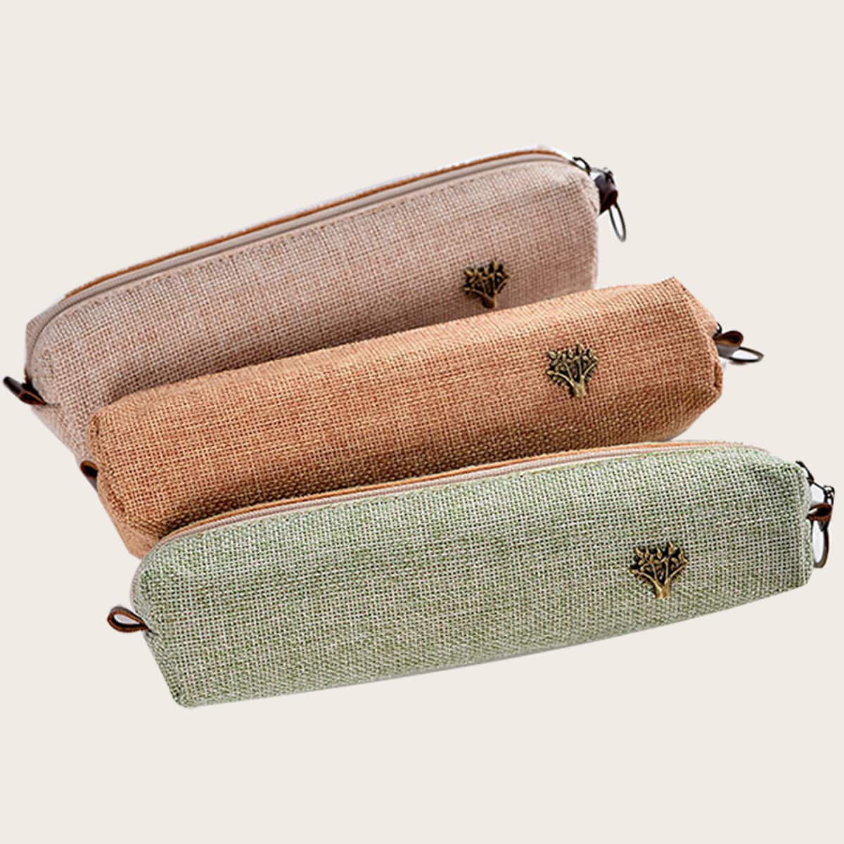 

1pc Random Linen Pencil Case, Multicolor