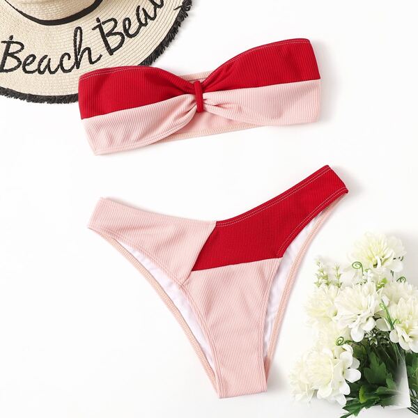 

Бикини Контрастный высоким разрезом, Многоцветный