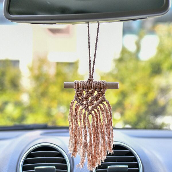 

1pc Woven Tassel Wall Hanging, Apricot