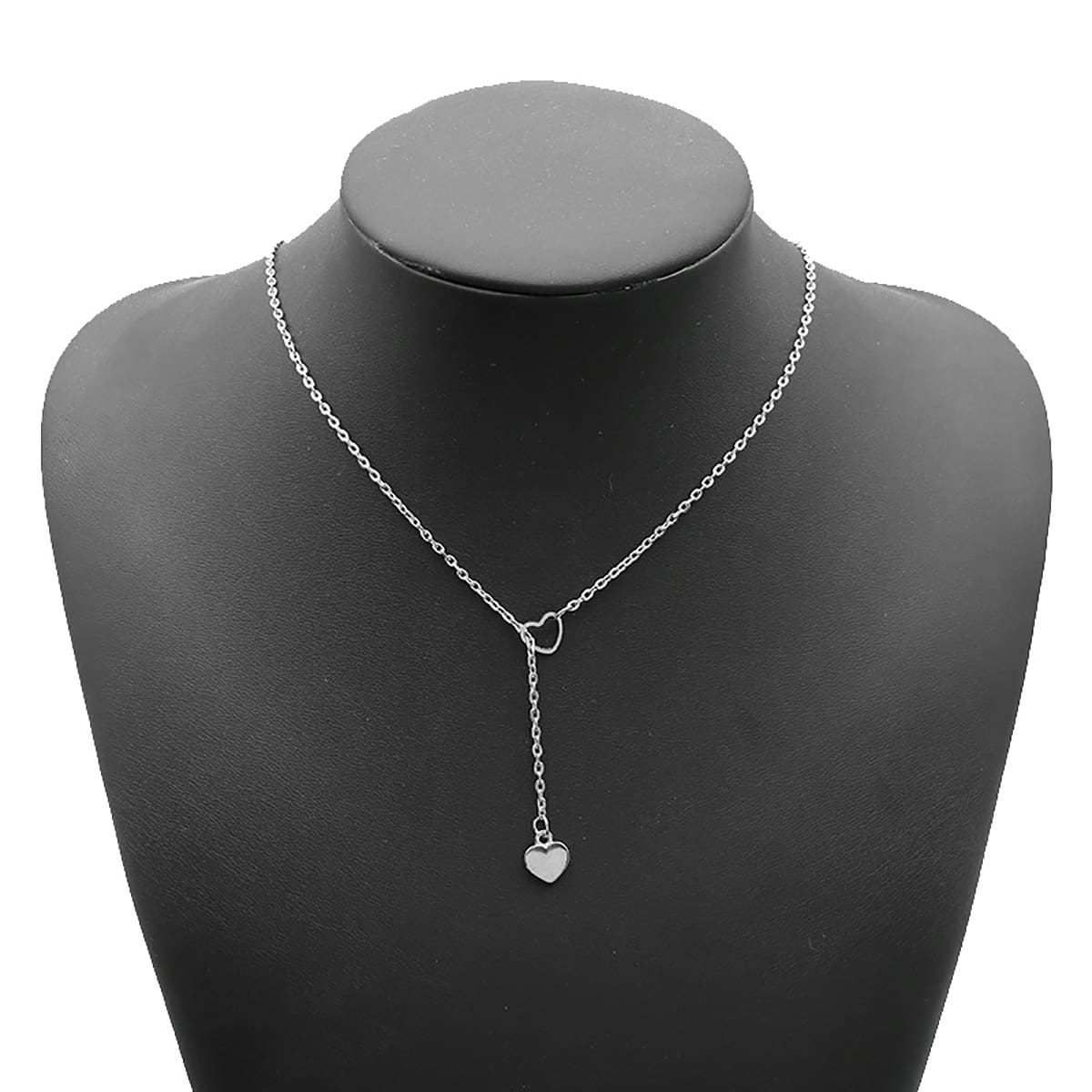

Heart Y Lariat Necklace, Silver