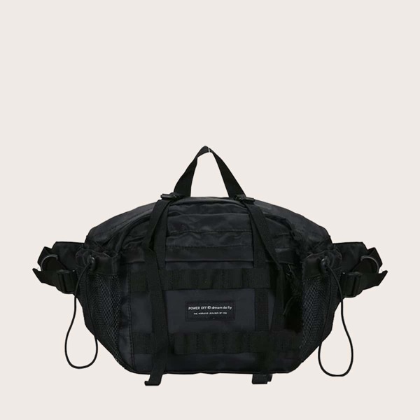 

Men Letter Graphic Fanny Pack, Black