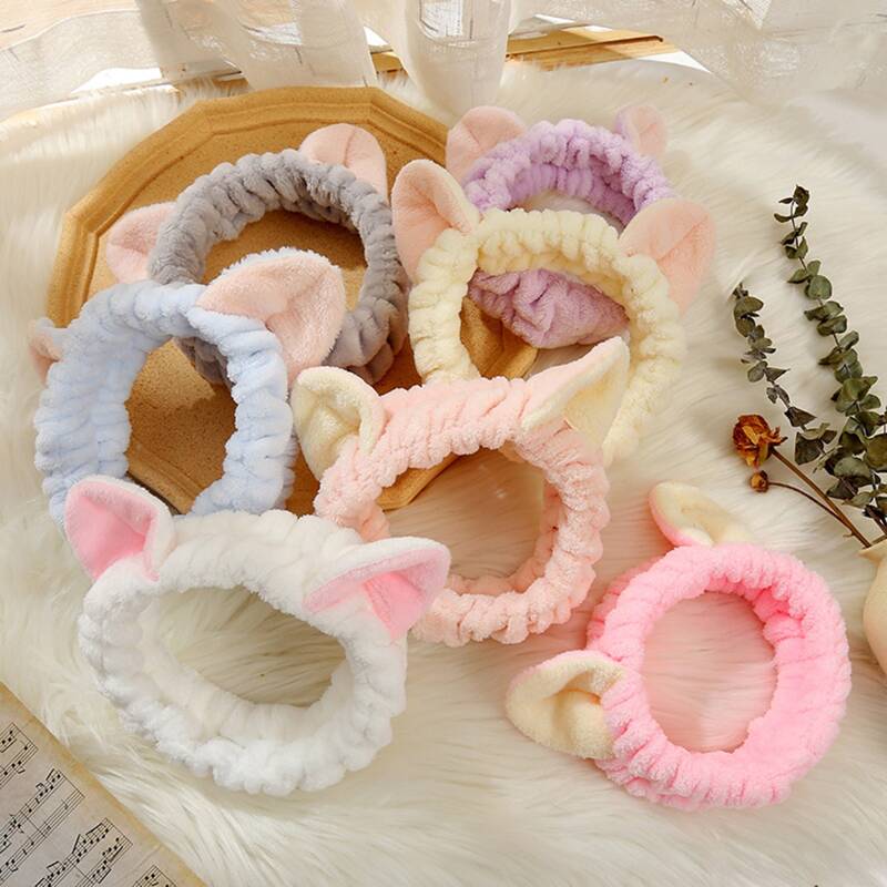 

1pc Random Color Fluffy Bath Headband, Multicolor