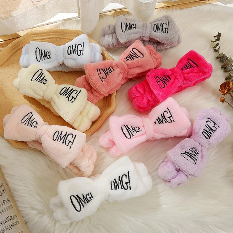 

1pc Letter Embroidery Fluffy Bath Headband, Multicolor