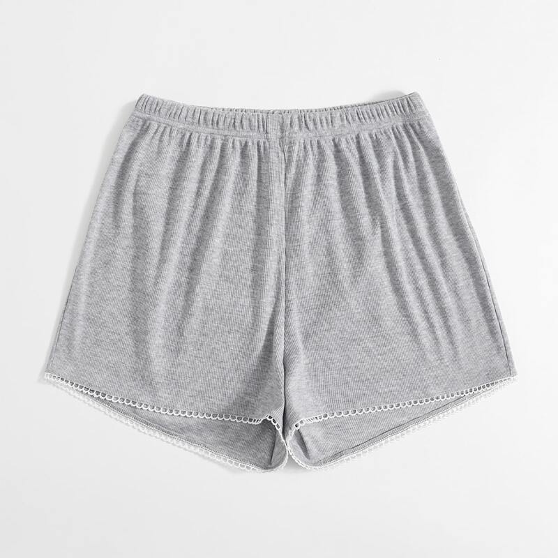 

Ruffle Trim Shorts, Light grey