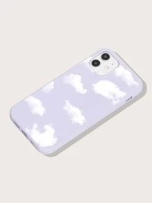 1pc Colorful Painted Cloud Patterned Purple Phone Case Compatible With IPhone - Lilac Purple - View 2