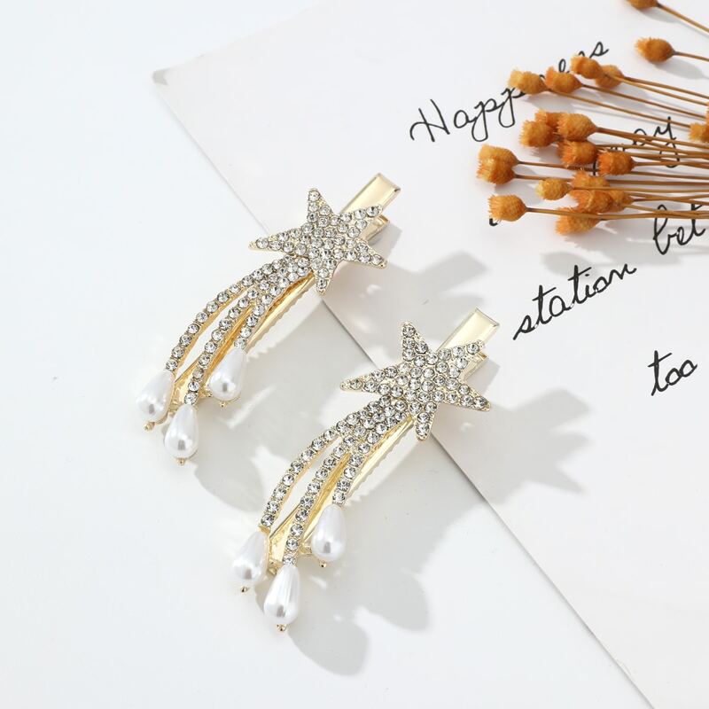

2pcs Rhinestone Star Hair Clip, Multicolor