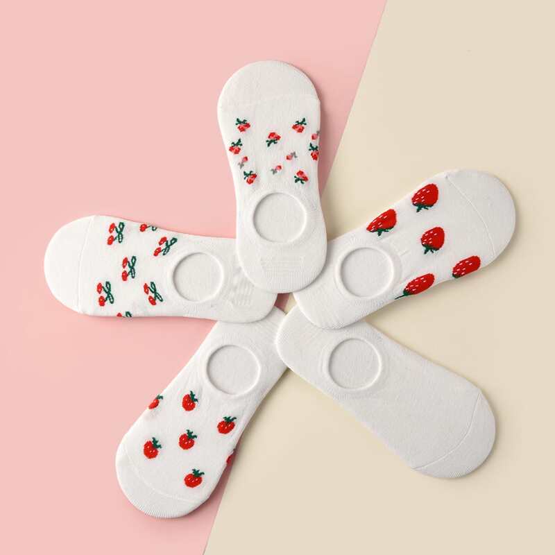 

5pairs Fruit Pattern Invisible Socks, Multicolor