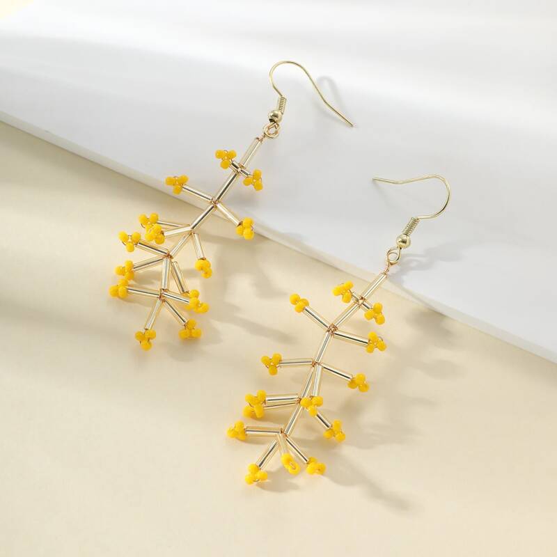 

Branch Design Drop Earrings, Yellow