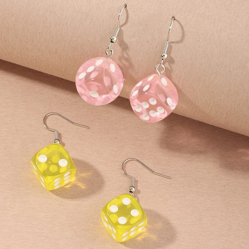 

2pairs Disc Drop Earrings, Multicolor