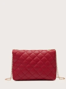 Metal Tassel Decor Quilted Crossbody Bag