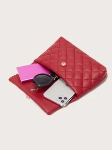 Metal Tassel Decor Quilted Crossbody Bag