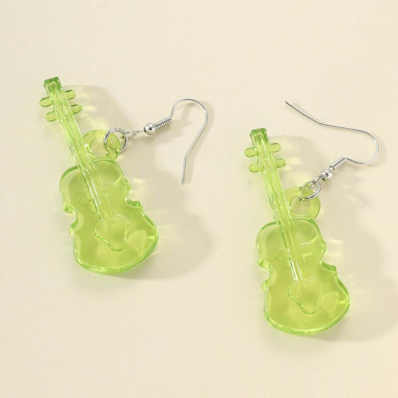 

Mini Guitar Drop Earrings, Green