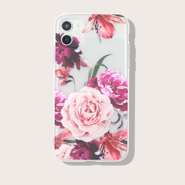 

Flower Print Clear iPhone Case, Multicolor