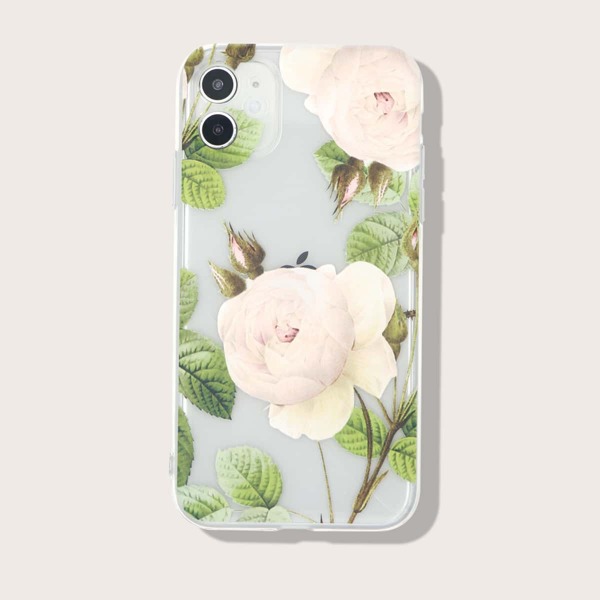 

Flower Print Clear iPhone Case, Multicolor