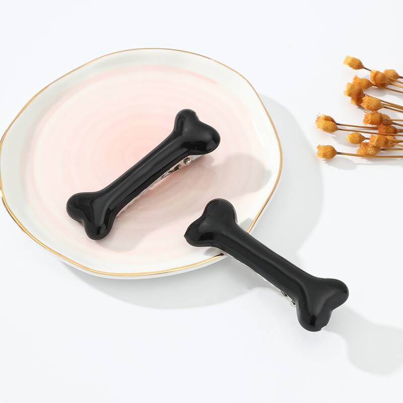 

2pcs Bone Hair Clip, Black