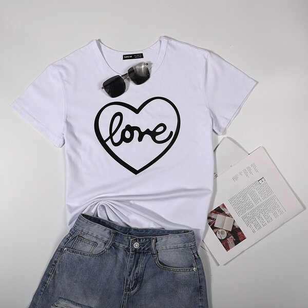 

Letter & Heart Graphic Tee, White