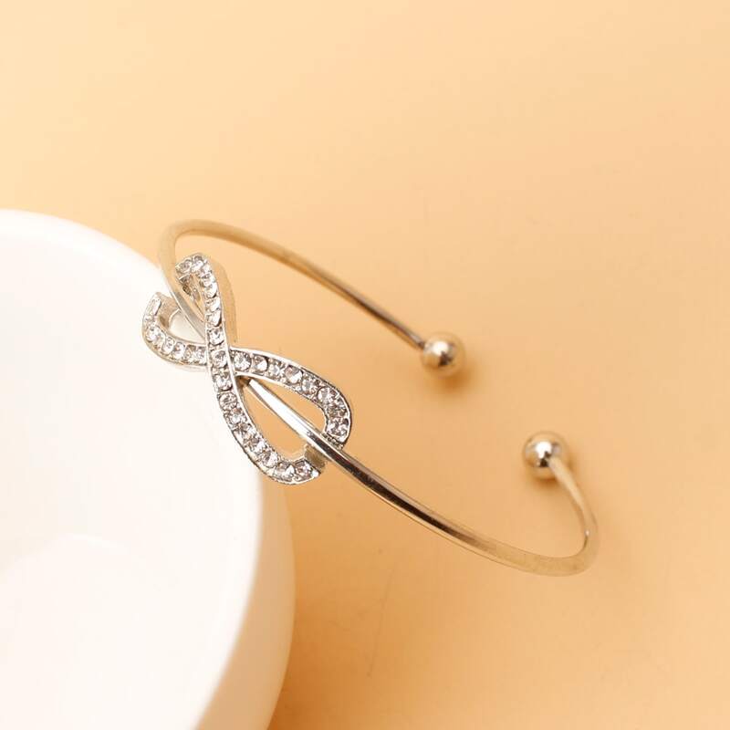 

Rhinestone Infinity Cuff Bracelet, Silver