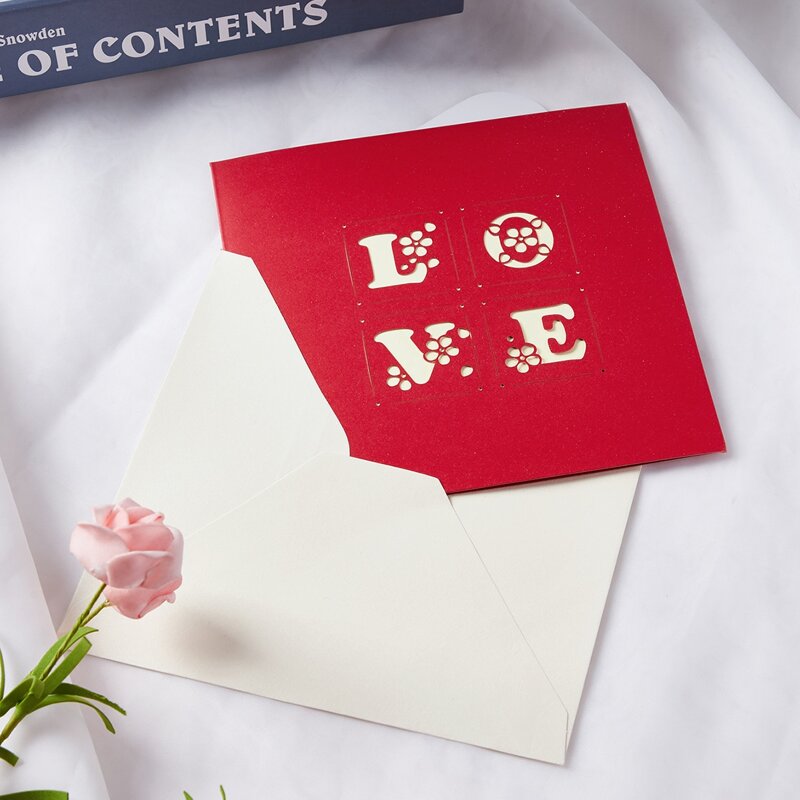 

3D Heart Greeting Card 1pc, Red