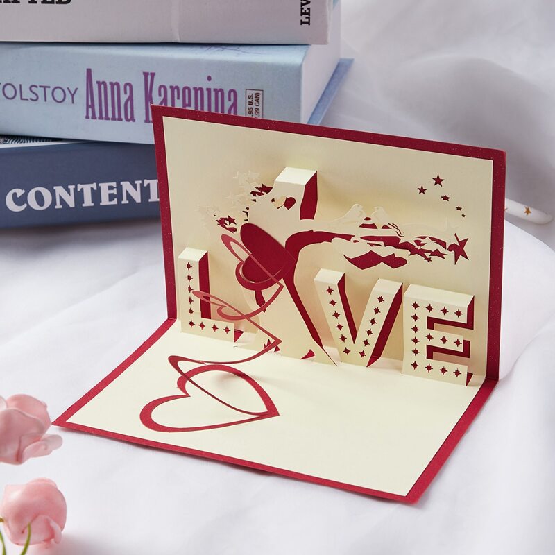 

3D LOVE Greeting Card 1pc, Red